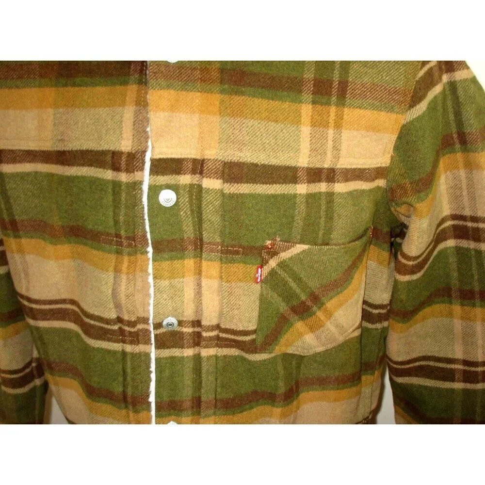 Levi's Strauss Men's Brown Plaid Sherpa Lined Classic Trucker Jacket NWT